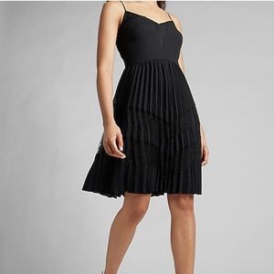 EXPRESS black pleated lace pieced dress